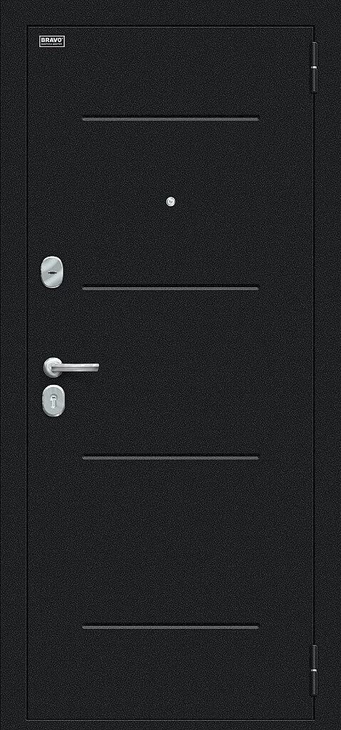 Фото Входная дверь Техно Букле черное/Bianco Veralinga BR4992 внешняя сторона