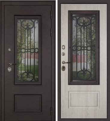 Дверь Аляска с Окном и Лазерной Резкой Терморазрыв